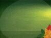 Green Christmas background with leaf border on lower right corner