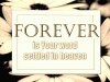 Full screen image, border of photo of flowers with centered text 'forever is your word settled in heaven'