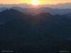 Photo of sunset over mountain horizon in Israel, clouds, fog