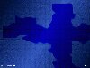 Dark blue 'T' against light blue lightly gridded background