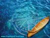 powerpoint template with photo of canoe on water with a compass showing