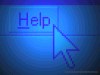 Blue image of computer cursor clicking on the word help