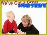 Full screen slide with large photo of woman and toddler and the text 'we've got a great nursery'