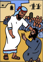 jesus heals a leper color graphic