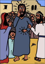 jesus heals a leper color graphic