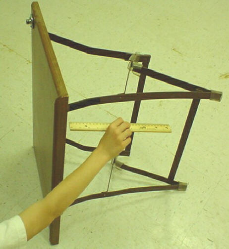 side photo showing frame of pew pdoium