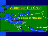 A graphic map showing the extent of the Greek Empire of Alexander the Great.