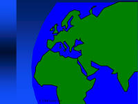 Blank colored map of Europe and Africa, as on a globe
