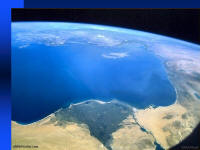 Blank aerial photo of Egypt and the Mediterranean Sea from space in color