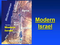 A photo map of modern day Israel.