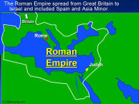 A graphic map showing the extent of influence of the Roman Empire.