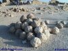 Color photos of stone artillary ammunitiion used at Masada