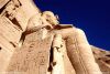 Color photo of huge statue of Ramses II in Egypt. Ramses II may have been the pharoah when Moses led the Israelits out of Egypt.