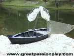Photo of recreated fishing boat typical to New Testament times, apostles, Galilee