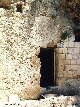 Close-up color photo of tomb entrance, door, Jesus time period.