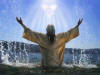 Free poiwerpoint background photo of Jesus arising from being baptized in the river Jordan for use in powerpoint