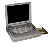 photo of notebook computer with cd.