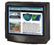 color photo of computer lesson displayed on tv.